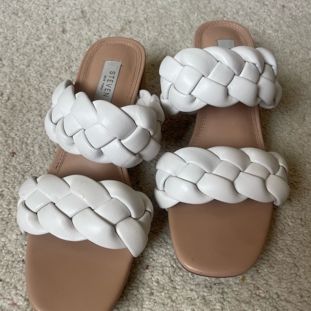 Steve Madden White Braided Sandals